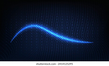 Fondo científico abstracto moderno con onda de partícula azul dinámica. Concepto de tecnología digital y visualización de Big Data. Ilustración vectorial eps10