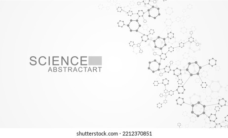 Moderner wissenschaftlicher Hintergrund mit Hexagonen, Linien und Punkten. Wellenfluss abstrakter Hintergrund. Molekulare Struktur für Medizin, Technologie, Chemie, Wissenschaft. Vektorgrafik.