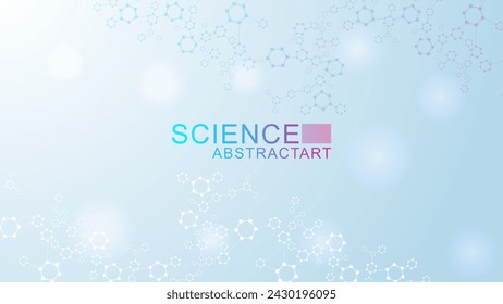 Modern scientific background with hexagons, lines and dots. Wave flow abstract background. Molecular structure for medical, technology, chemistry, science. Vector illustration