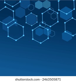 Fondo científico moderno con hexágonos, líneas y puntos. Fondo abstracto de flujo de onda. Estructura molecular para medicina, tecnología, química, ciencia. Ilustración vectorial