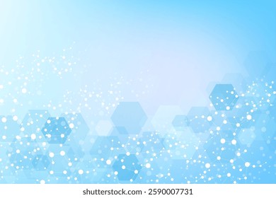 Modern scientific background with hexagons, lines and dots. Wave flow abstract background. Molecular structure for medical, technology, chemistry, science. Vector illustration