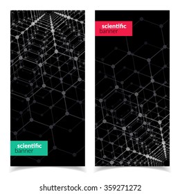 Modern scientific banners with polygons