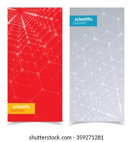 Modern scientific banners with polygons