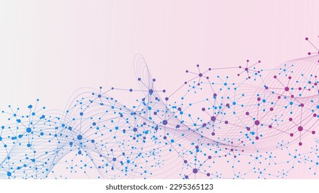 Científico moderno con conexión de puntos y líneas y flujo de ondas. Diseño médico, químico, científico y tecnológico. Ilustración vectorial.