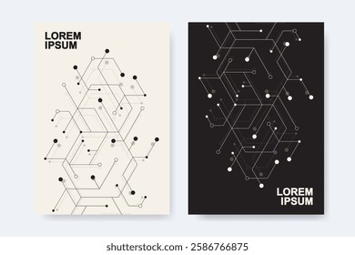 Modern scientific, medical, health care, digital technology concept idea for brochure, cover, flyer, report, poster, layout, leaflet, catalog, magazine or annual report in A4 size.