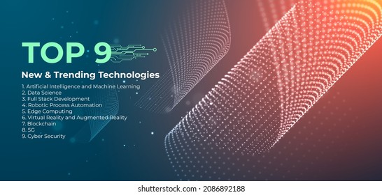 Fondo tecnológico científico moderno con formas de partículas pequeñas. Puntos brillantes con profundidad de efecto de campo. Gran visualización de datos. Infografía futurista.
