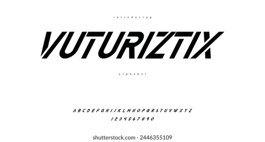 Modern Sc-ifi futuristic space galaxy font alphabet