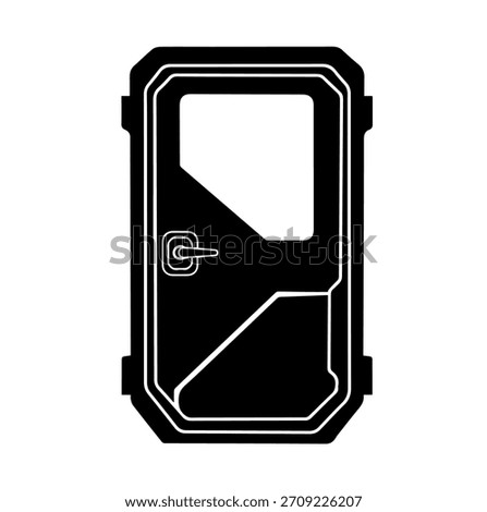 Modern Sci-Fi Spacecraft Hatch Vector Illustration Silhouette, Minimalist Industrial Bunker Door Icon, Futuristic Vault Entrance Design Template