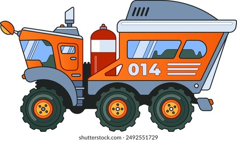 Modern Sci-fi Truck Side View. Colored Illustration