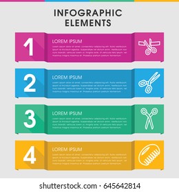 Modern scissor infographic template. infographic design with scissor icons includes comb, barber scissors. can be used for presentation, diagram, annual report, web design.