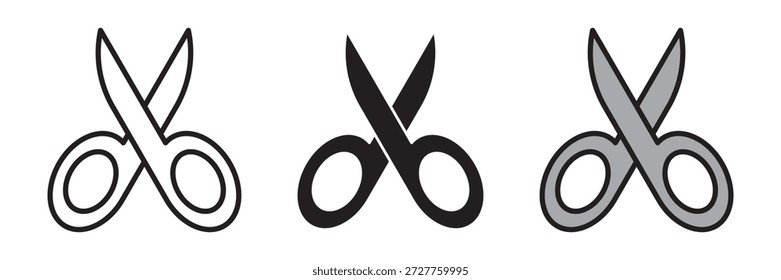Un ícono moderno de tijeras en estilo de Vector de trazo, contorno, relleno y coloreado. Representa herramientas de corte, edición, recorte, elaboración, papelería y diseño. Ideal para gráficos de oficina, interfaces de interfaz de usuario, impresión, proyectos de bricolaje y aplicaciones creativas.