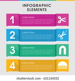Modern scissors infographic template. infographic design with scissors icons includes comb, hairstyle. can be used for presentation, diagram, annual report, web design.