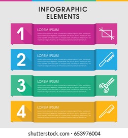 Modern scissors infographic template. infographic design with scissors icons includes comb, crop. can be used for presentation, diagram, annual report, web design.