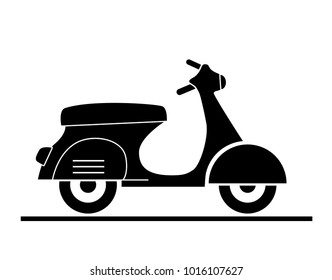 Modern scooter icon. Black vector illustration.
