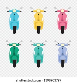 Modern scooters and colorful style and street travel transport