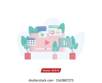 modern screen concept illustration. web screen concept flat design. screen vector illustration