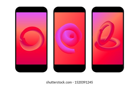 Modern screen vector design for mobile app. Set of colorful abstract gradient background with vivid pink colors, and liquid shapes