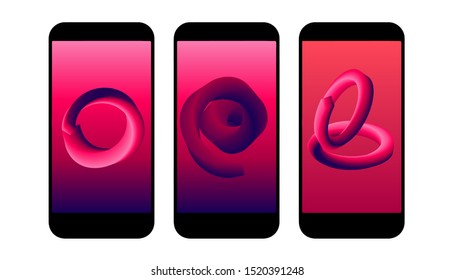 Modern screen vector design for mobile app. Set of colorful abstract gradient background with vivid pink colors, and liquid shapes