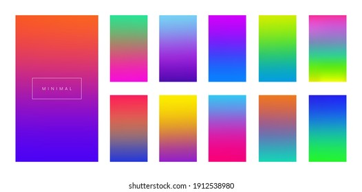 Modern screen vector design for mobile app. Bright colorful gradient backgrounds. Light color backdrops for ui. Blurred colored web interface vector templates.