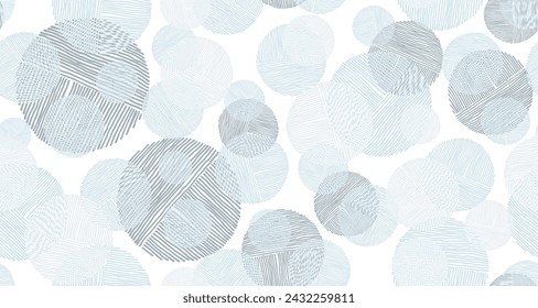 Modern scribble circle shapes of lines seamless pattern graphic design. Fabric print. Simple doodling. Handdrawn circles scribbling. Round scratch shapes of scribble lines repeating pattern.