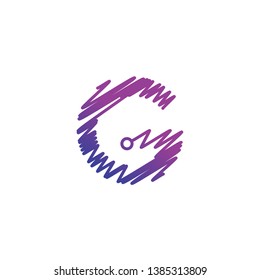 modern scribble G letter abstract logo icon