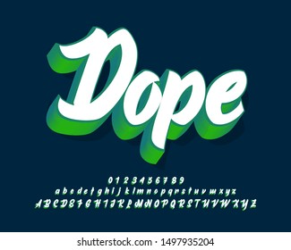 Modern script alphabet with green extrude