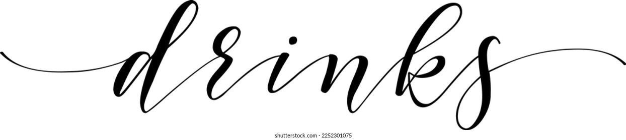Modern Script Typography Wedding Sign for drinks