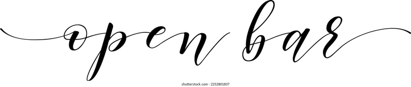 Modern Script Typography Wedding Sign for open bar