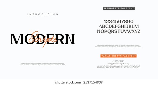 Modern Scripts Abstract Fashion alfabeto fonte. Fontes duplas minimamente moderno .Typography typeface . ilustração vetorial