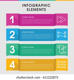 Modern scroll infographic template. infographic design with scroll icons includes feather and paper. can be used for presentation, diagram, annual report, web design. 