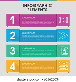 Modern scroll infographic template. infographic design with scroll icons includes feather and paper. can be used for presentation, diagram, annual report, web design.