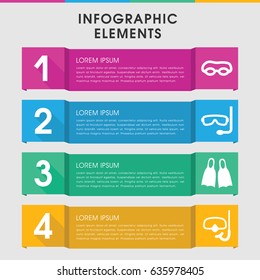 Modern scuba infographic template. infographic design with scuba icons includes snorkel, flippers, aqualung. can be used for presentation, diagram, annual report, web design.