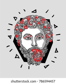 Modern Sculpture. T-Shirt Design & Printing, clothes, bags, posters, invitations, cards, leaflets etc. Vector illustration hand drawn. Marcus Aurelius