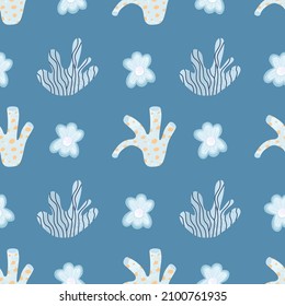 Modern sea seamless pattern with seashell. Trendy vector print