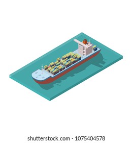 Modern Sea Transportation. Commercial Cargo Ship. Isometric vektor Illustration. EPS 10
