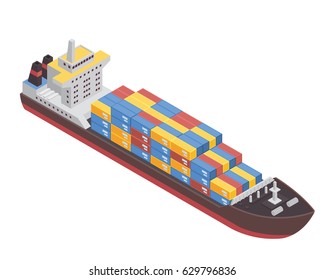 Modern Sea Transportation Illustration Asset - Commercial Cargo Ship