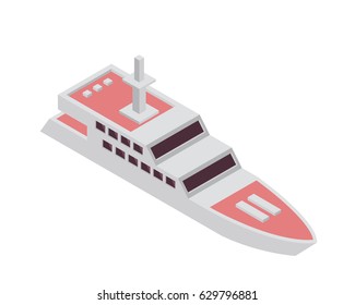 Modern Sea Transportation Illustration Asset - Private Pink Luxury Boat