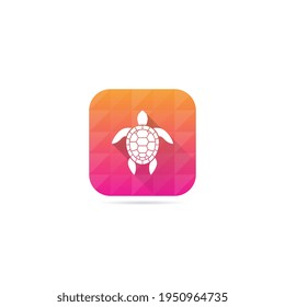 Modern Sea Turtle Icon With Long Shadow