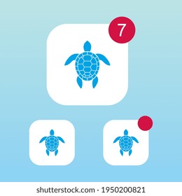 Icono de tortuga marina moderna con notificación