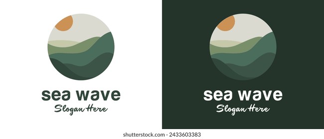 modern sea wave logo design vector
