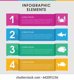 Modern seafood infographic template. infographic design with seafood icons includes fish. can be used for presentation, diagram, annual report, web design.