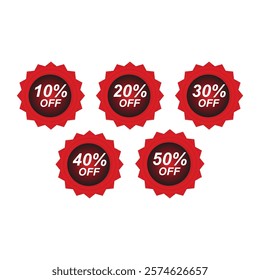 Modern Seal Badges for Discounts – 10% to 50% OFF Templates. Round Seal-Style Discount Labels. 