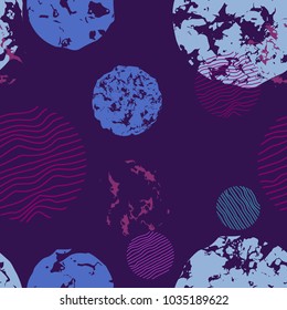 Modern seamless abstract background with geometric distorted elements. Line circles and Trendy hand drawn textures Pattern. Modern paper cover design, interior decor. Vector illustration
