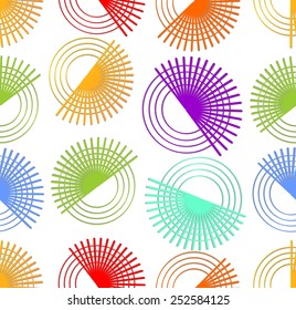 Modern seamless abstract background with rotating colorful circle elements in rainbow design