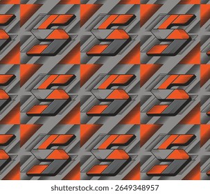 A modern, seamless abstract geometric pattern featuring vibrant orange and gray hues. This dynamic vector background is ideal for design, web projects, and creating stylish wallpaper textures.