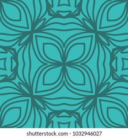 modern seamless background with lace geometric floral ornament. vector illustration. turquise color