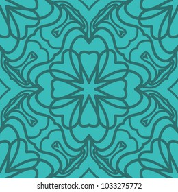modern seamless background with lace geometric floral ornament. vector illustration. turquise color