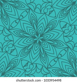 modern seamless background with lace geometric floral ornament. vector illustration. turquise color