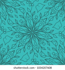modern seamless background with lace geometric floral ornament. vector illustration. turquise color
