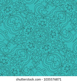 modern seamless background with lace geometric floral ornament. vector illustration. turquise color
